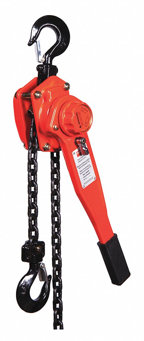 LEVER CHAIN HOIST, HOOK MOUNTED - NO TROLLEY, 3,000 LB LIFTING CAPACITY, 10 FT LIFT L