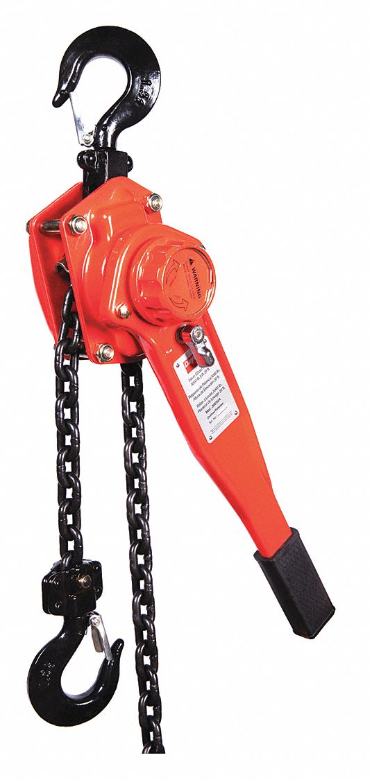 DAYTON Lever Chain Hoist, 3,000 lb Load Capacity, 20 ft Hoist Lift, 1 7