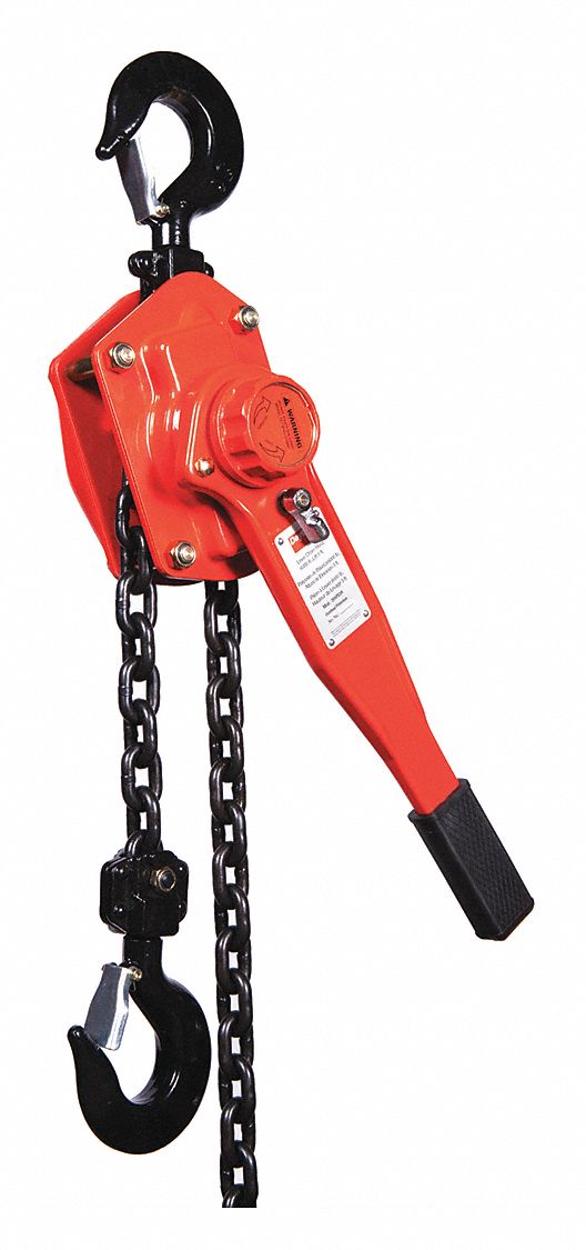 LEVER CHAIN HOIST, HOOK MOUNTED - NO TROLLEY, 6,000 LB LIFTING CAPACITY, 5 FT LIFT L, 3 TON