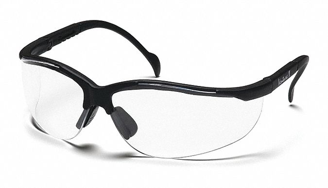 Safety Glasses: Clear Lens, Half-Frame, H2X Anti-Fog, Black Frame, Venture II(R) Series