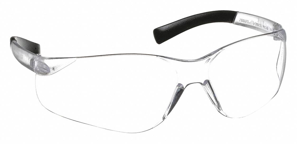 PYRAMEX SAFETY GLASSES, FRAMELESS, WRAPAROUND, CLEAR, RUBBER, ANTI-SCRATCH,  PC, CSA Z94.3-2015 - Clear Safety Glasses - PSPS2510SN