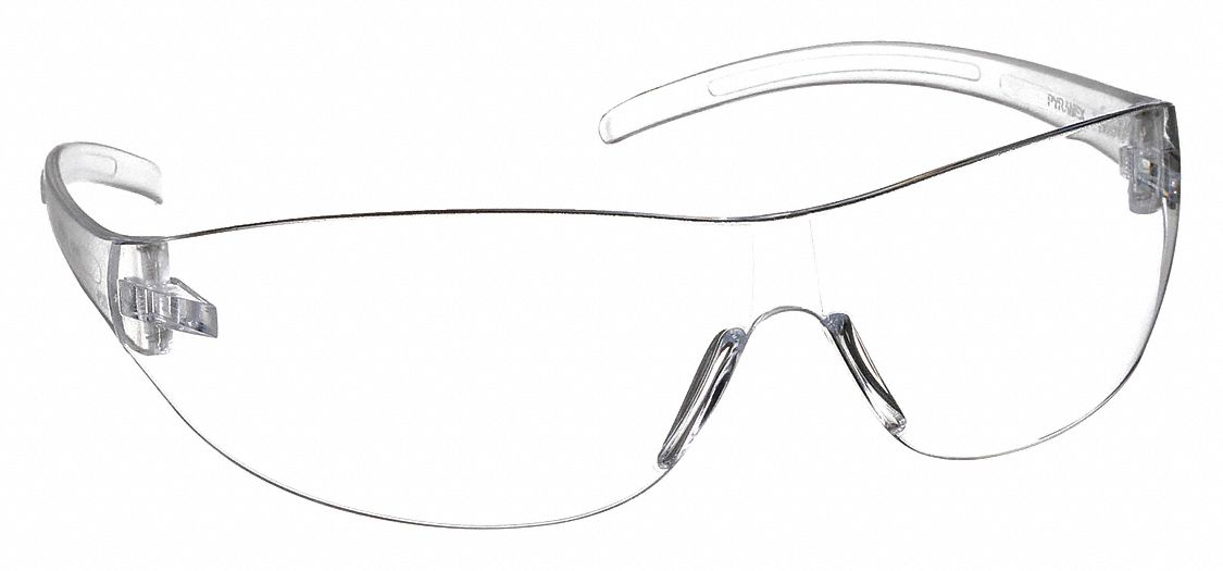 Safety Glasses: Clear Lens, Frameless, Scratch-Resistant, Clear Frame, ALAIR(R) Series
