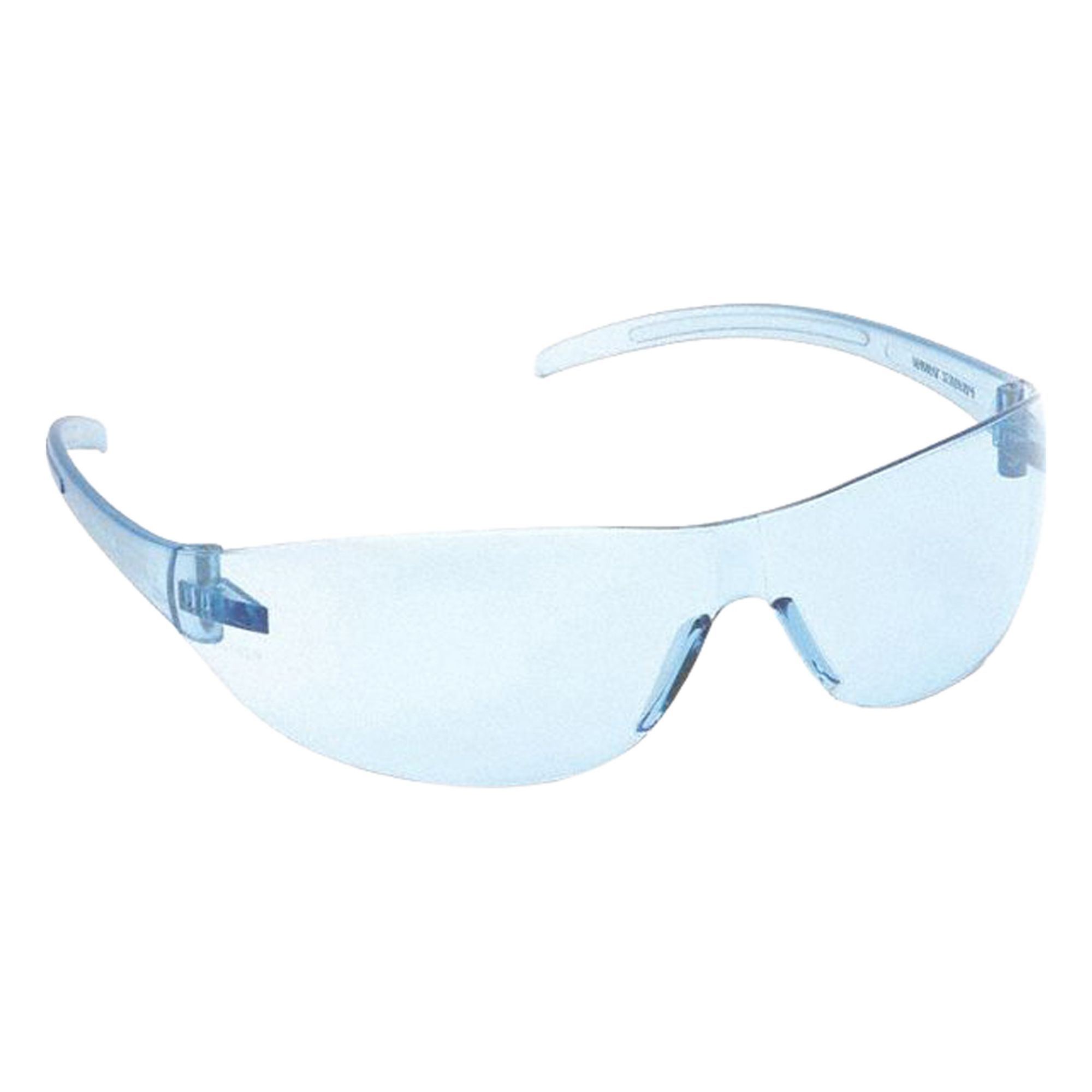 Safety Glasses: Blue Lens, Frameless, Scratch-Resistant, Blue Frame, ALAIR(R) Series