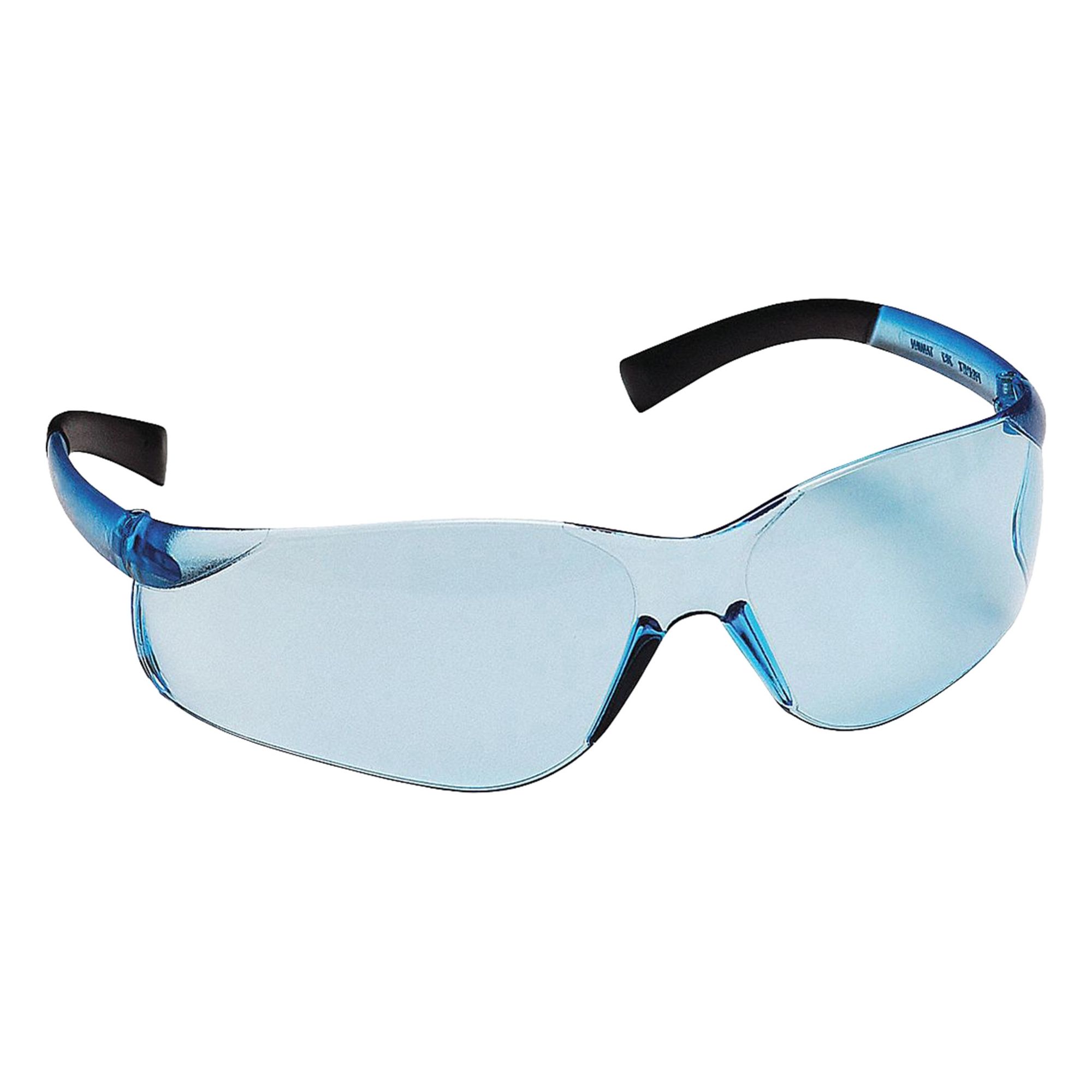 Safety Glasses: Blue Lens, Frameless, Scratch-Resistant, Blue Frame, Ztek(R) Series