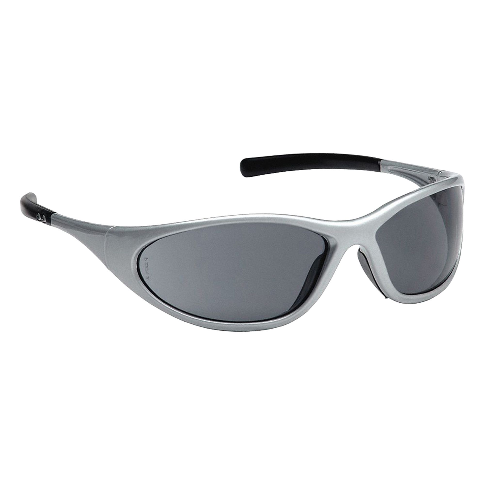 Safety Glasses: Gray Lens, Full-Frame, Scratch-Resistant, Silver Frame, ZONE II(R) Series