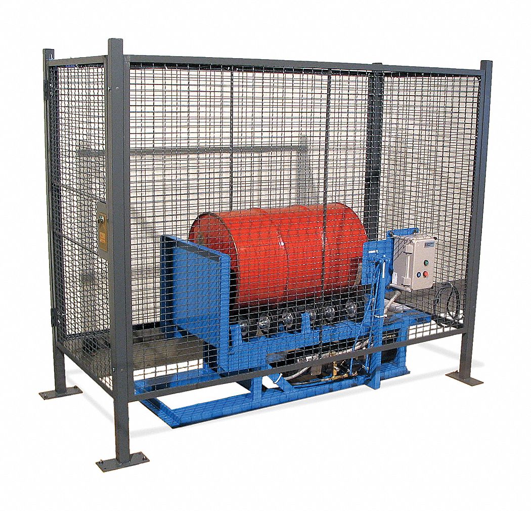 Drum Safety Enclosure, Pneumatic Gate Switch, Overall Width 40 in, Overall Height 74 in
