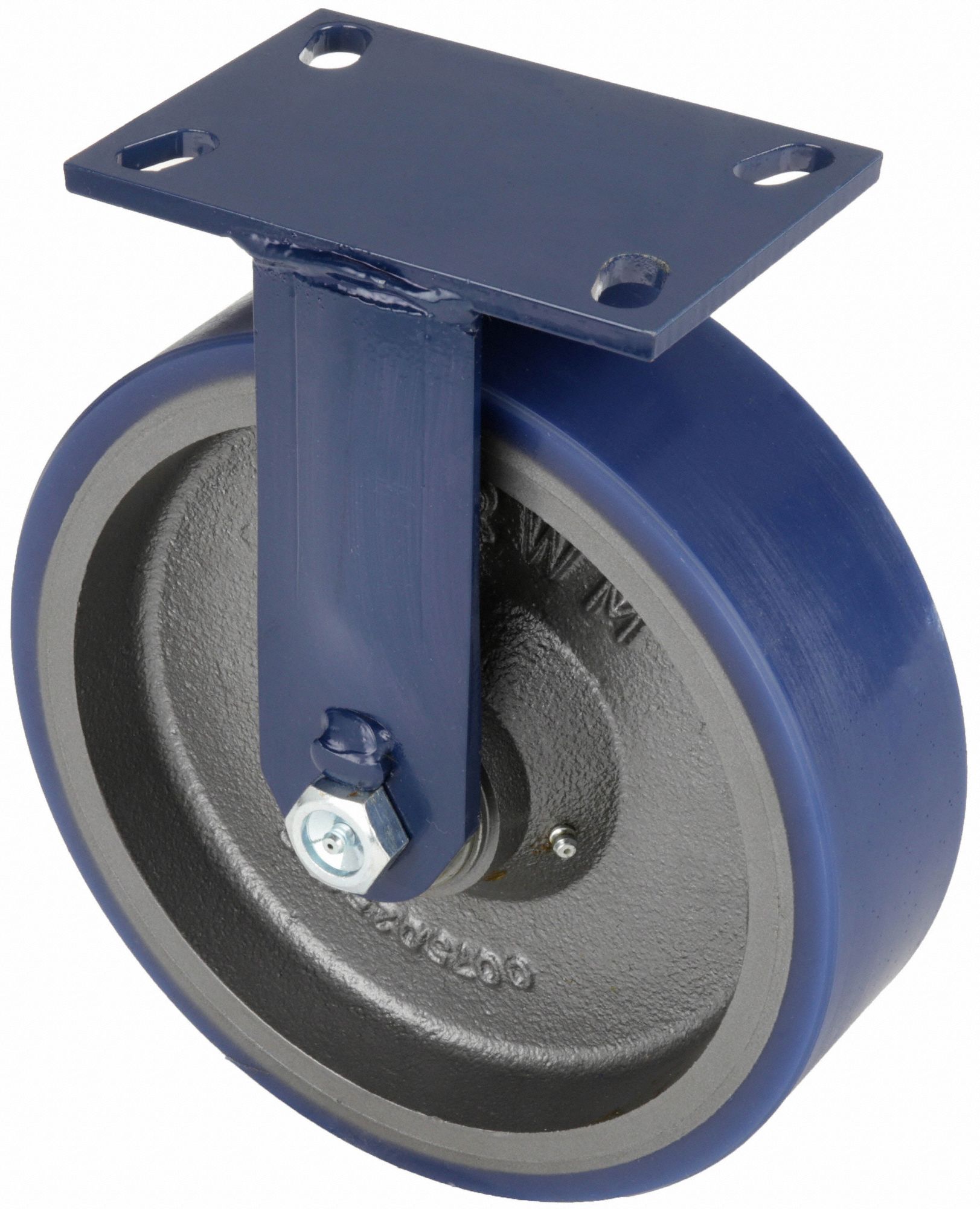Plate Caster: Rigid, Polyurethane, 10 in Wheel Dia, 3 in Wheel Wd, 11 1/2 in Mounting Ht, Roller