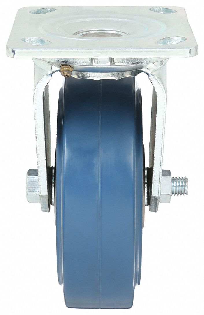 Swivel Plate Caster, Rubber, 6 in., 820 lb.