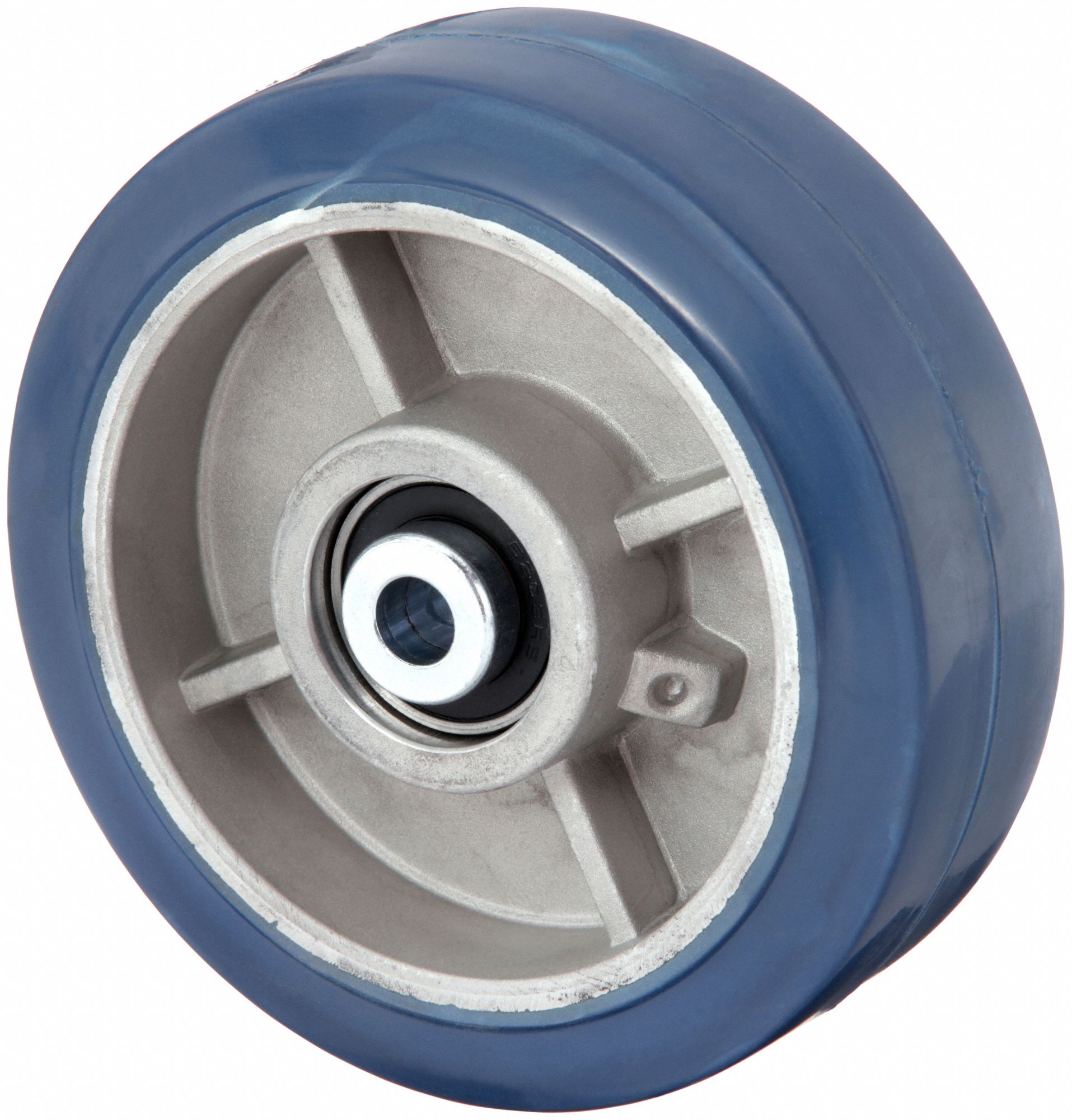 Caster Wheel: 6 in Wheel Dia., 2 in Wheel Wd, Rubber, 820 lb Load Rating, Aluminum