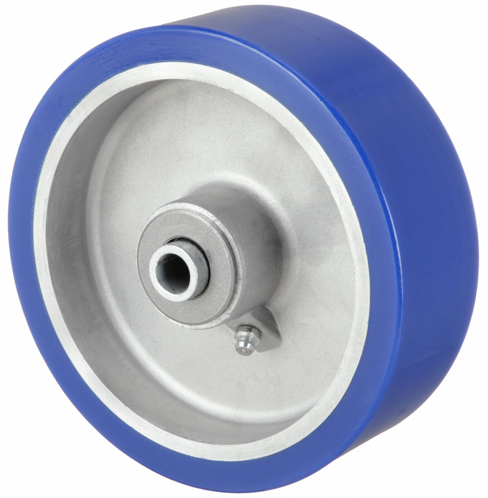 POLYURETHANE TREAD ON ALUMINUM CORE WHEEL, 6 IN WHEEL DIAMETER, 2 IN WHEEL W, BLUE