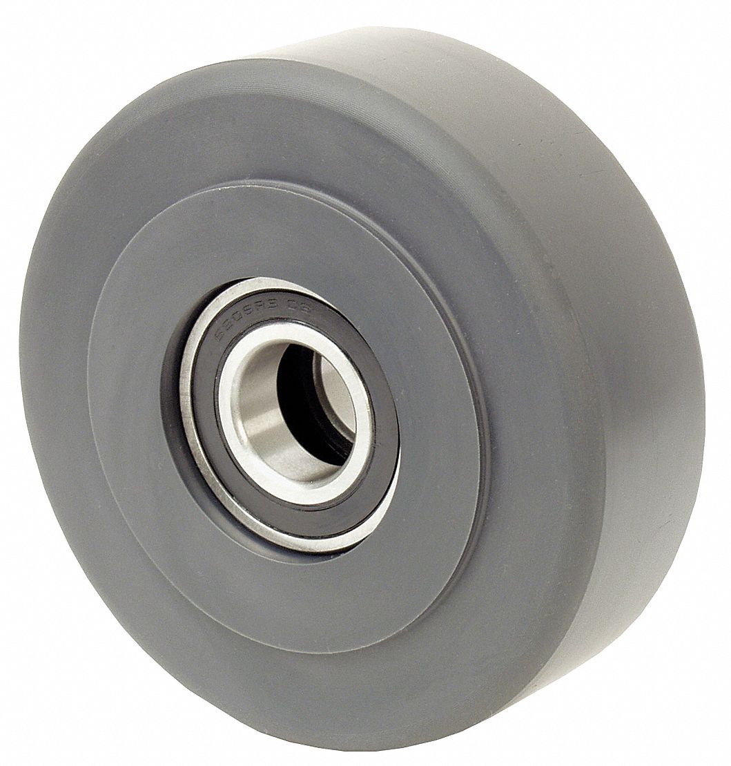 Caster Wheel: 4 in Wheel Dia., 2 in Wheel Wd, Nylon, 2, 000 lb Load Rating, Std