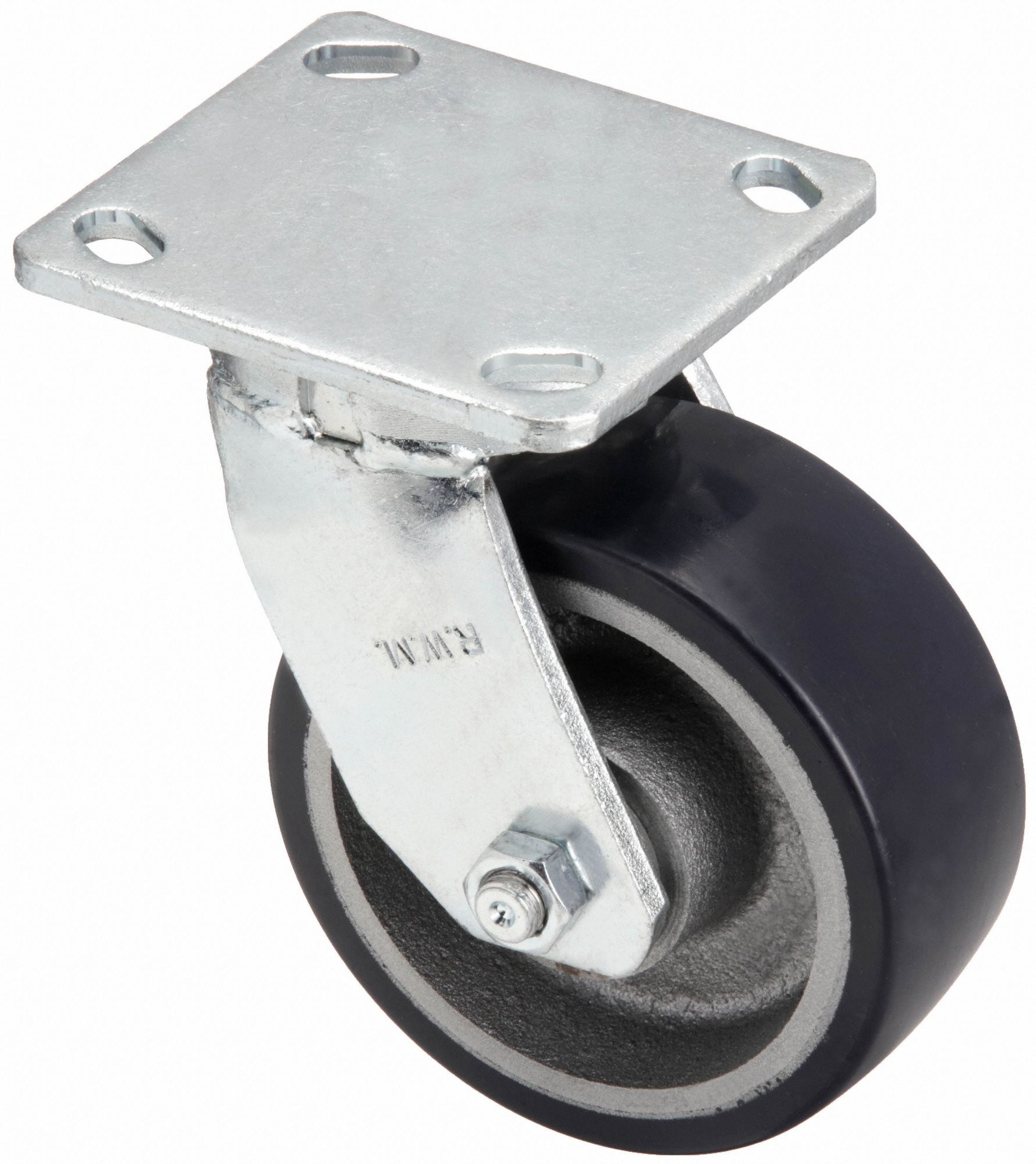 Plate Caster, Swivel, Polyurethane, 7 1/2"H