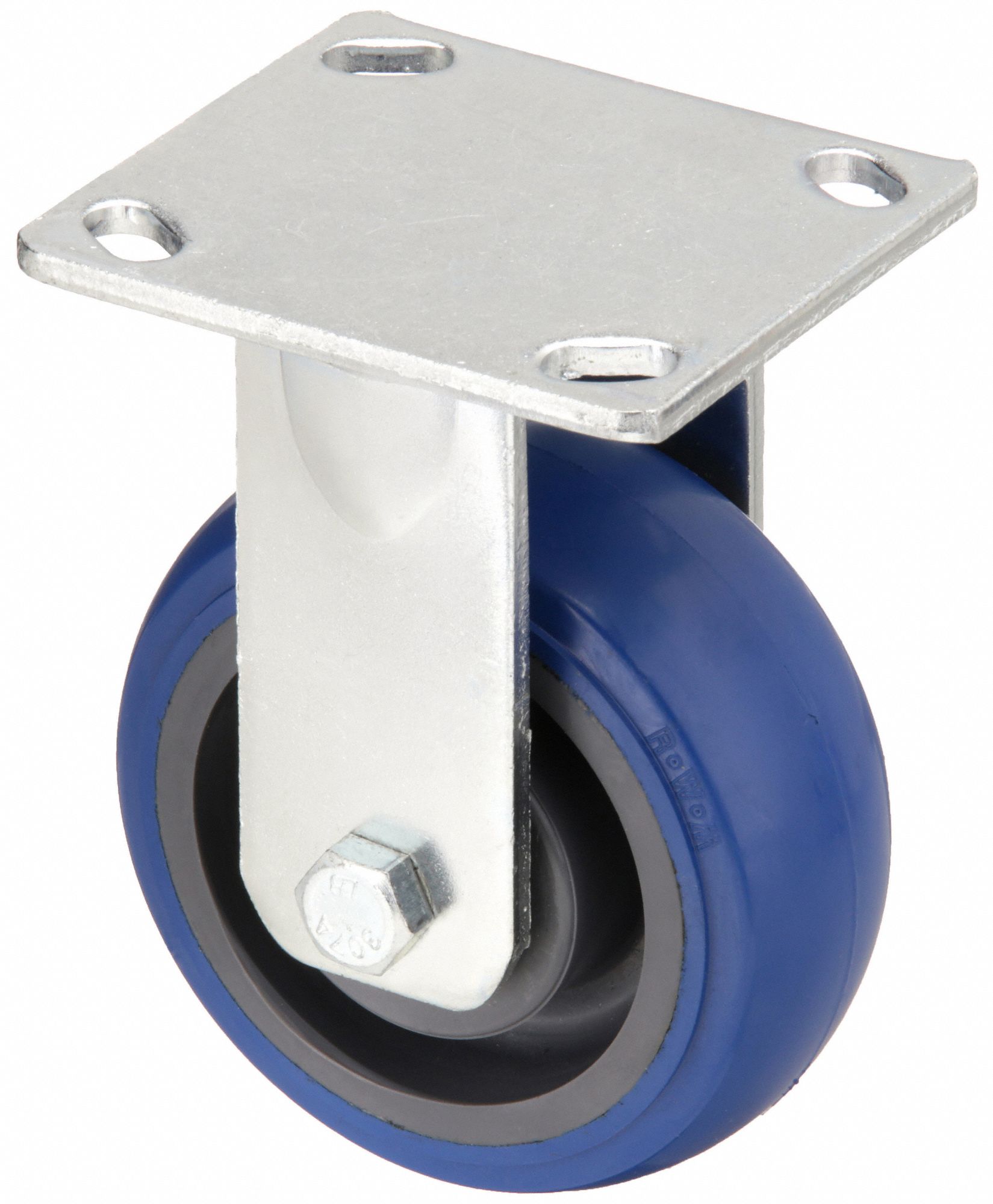 Plate Caster: Rigid, Rubber, 6 in Wheel Dia, 2 in Wheel Wd, 7 1/2 in Mounting Ht, Ball, Rigid