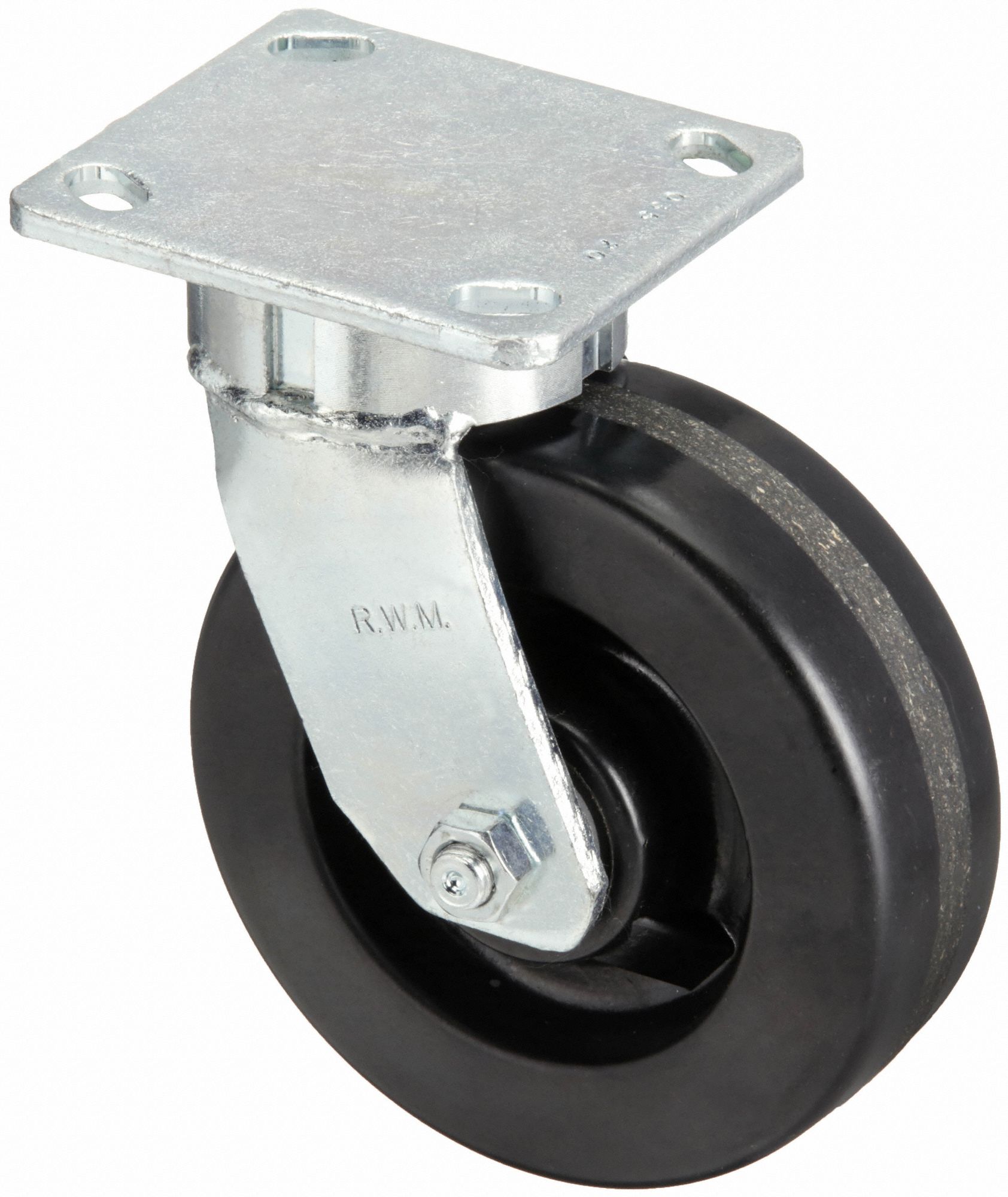 Plate Caster: Swivel, Phenolic, 6 in Wheel Dia, 2 in Wheel Wd, 7 1/2 in Mounting Ht, Roller
