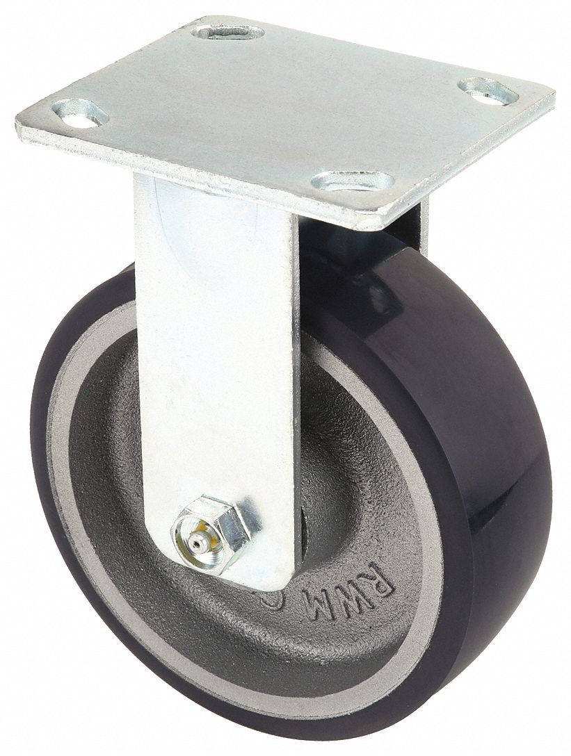 Plate Caster, Rigid, Polyurethane, 7 1/2"H