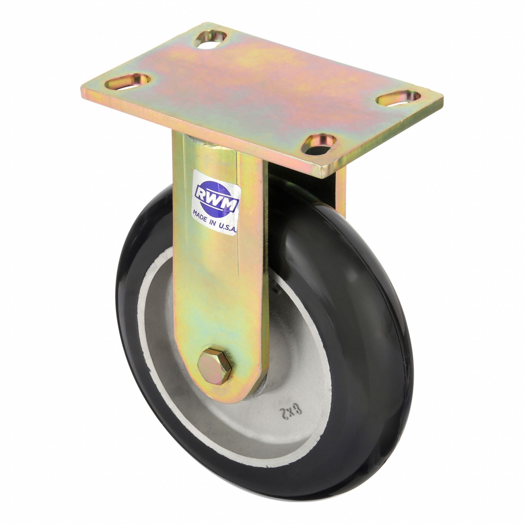 Plate Caster: Rigid, No Brake, Polyurethane, 8 in Wheel Dia., 2 in Wheel Wd, Ball, Medium Duty