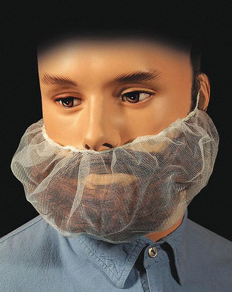 Beard Cover: Gen Use, Nylon, White, Universal, Bag, 1, 000 PK
