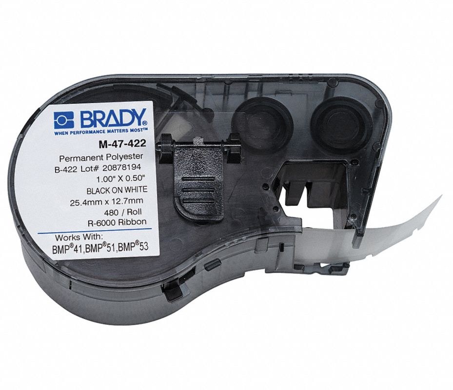 BRADY Etiquetas,Negro/Blanco,40 Gr.a 212 Gr.F Cartuchos Combinados