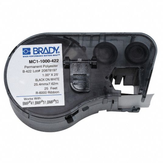 BRADY Continuous Label Roll Cartridge 1 in, 1 in x 25 ft, Halogen Free
