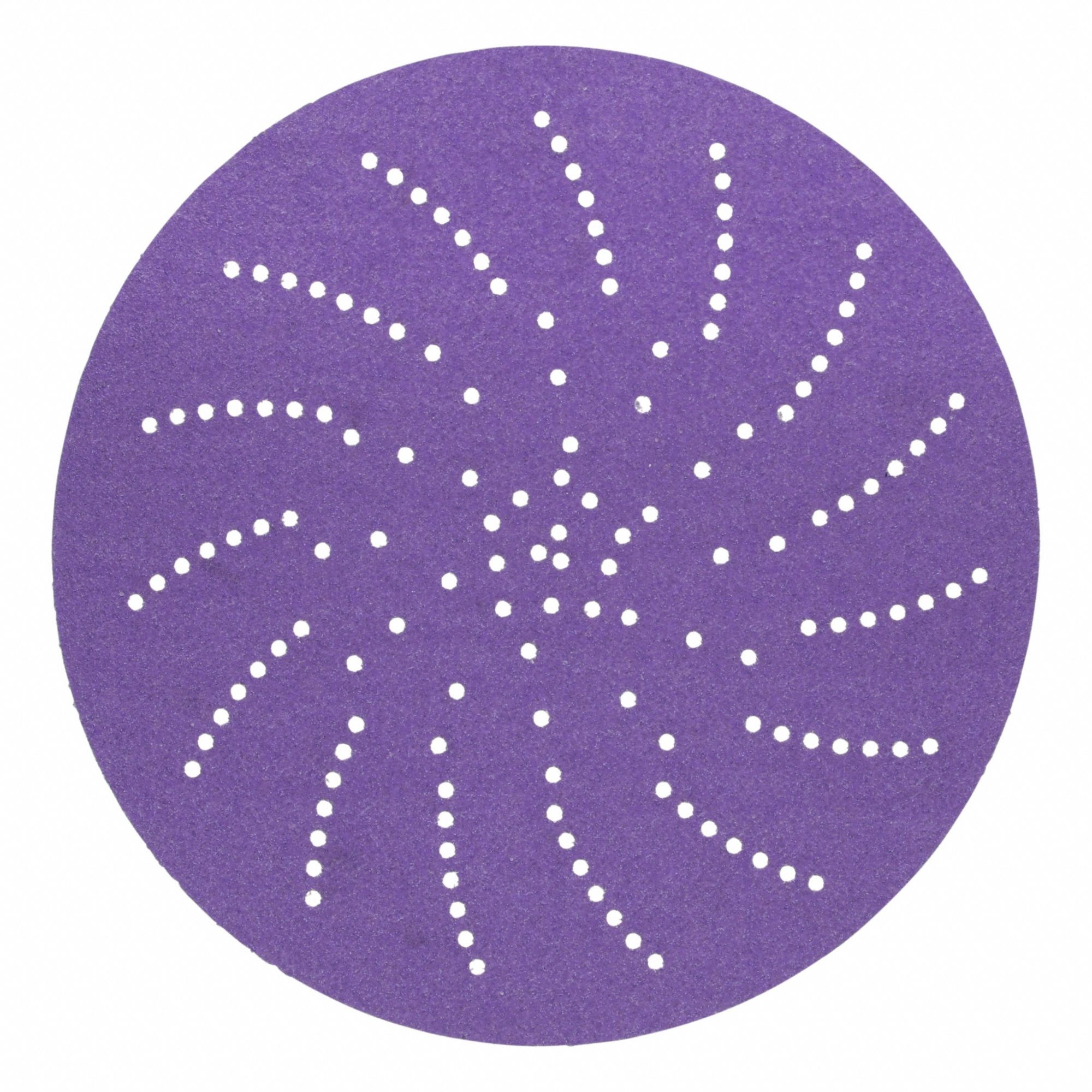 Sanding Discs: 5 in Dia, Multi-Hole, Ceramic, 240 Grit, C Wt Paper, 732U, 50 PK