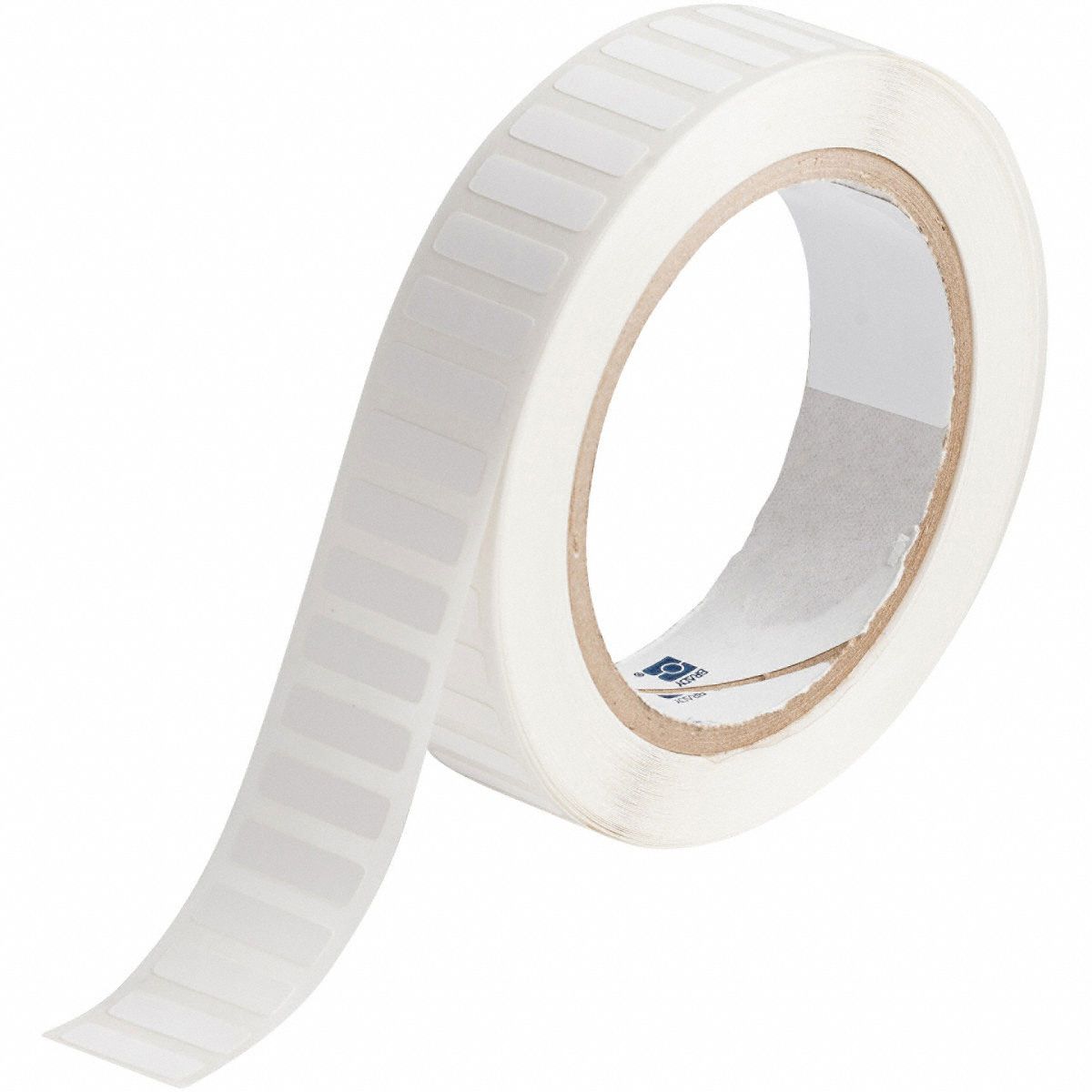 Pre-Cut Label Stock Roll: Rectangle, 1/4 in x 7/8 in, 1 1/32 in x 1/4 in, White, -112°F to 158°F