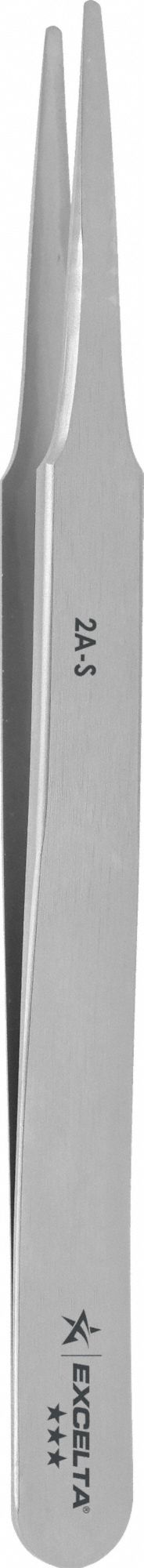 Tweezers: Stainless Steel, Round, Straight Tip, 0.008 in Tip Thick