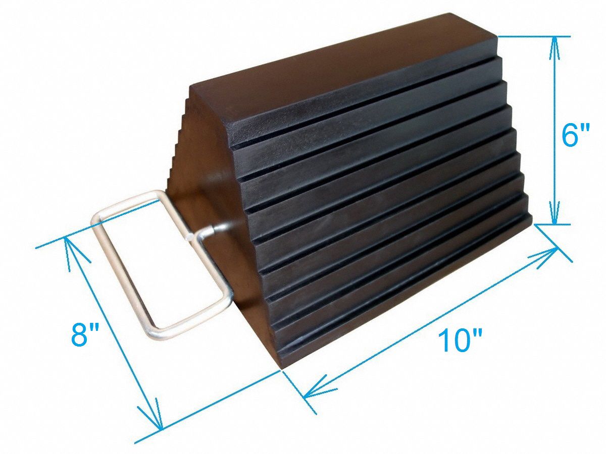 GRAINGER APPROVED Wheel Chock 10 in Wd, 6 in Ht, 8 in Dp, Rubber