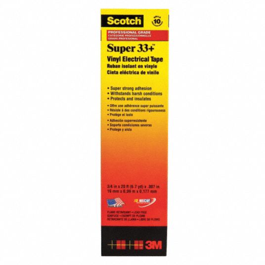 Scotch Super 33+ Vinyl Electrical Tape, 2 in X 36 yd, 1 in Core, Black,1  roll/carton, 25 rolls/Case 85772 - Strobels Supply