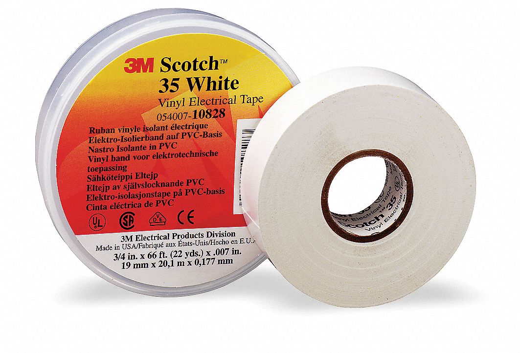 3M Scotch 35 Vinyl Electrical Color Coding Tape, White