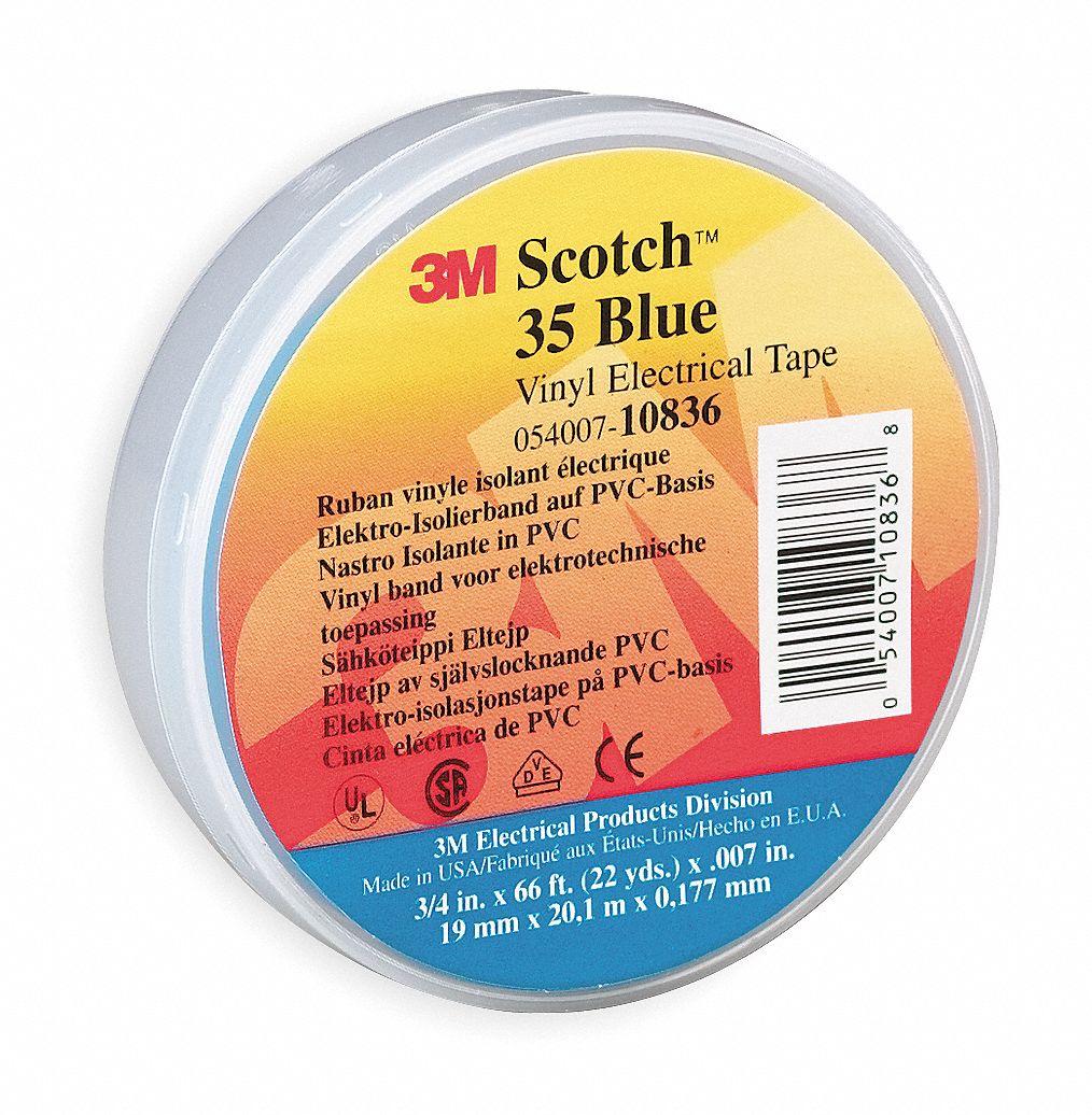 INSULATING ELECTRICAL TAPE, GENERAL PURPOSE, 35, VINYL, ¾ IN X 66 FT, 7 MIL THICK