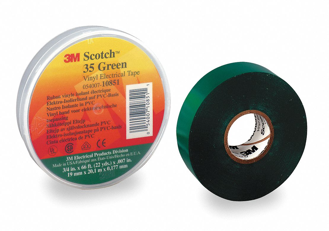 3M 3/4 in. x 66 ft. x 0.007 in. #35 Vinyl Electrical Tape, Green