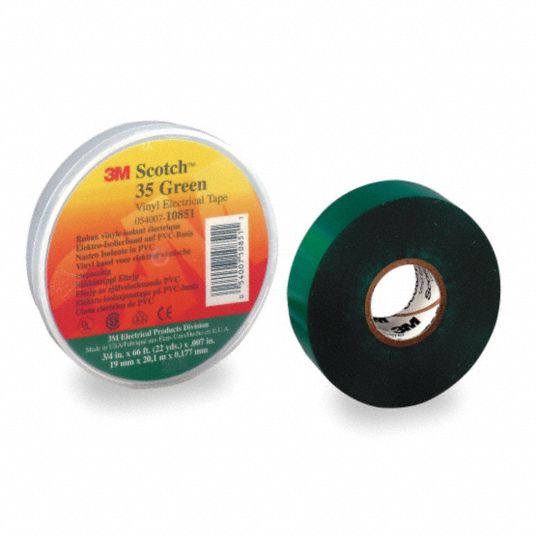 3/8 inch(9mm) Colored Electrical Tape - Other Widths ,Green [264 Rolls], Size: 0.000