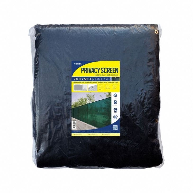 Privacy Screen: Green, High-Density Polyethylene, 7.8 ft Overall Ht, 50 ft Overall Lg