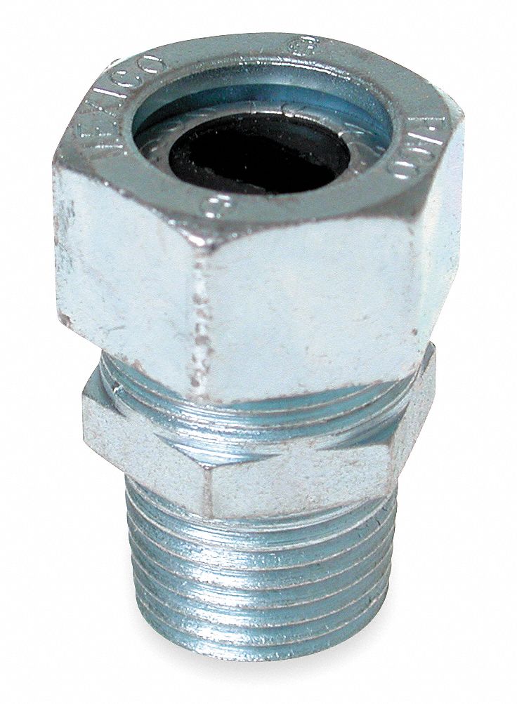 CONNECTEUR CORDON ÉTANCHE LIQUIDES, ACIER,1/2 PO MNPT, 0,22 À 0,42 PO, ARGENT