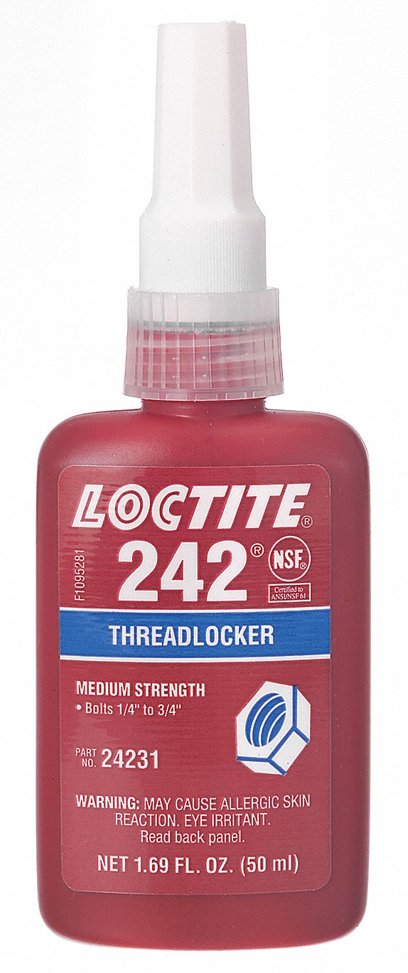 MEDIUM-STRENGTH THREADLOCKER, 242, BLUE, 1.69 FL OZ BOTTLE, MEDIUM STRENGTH