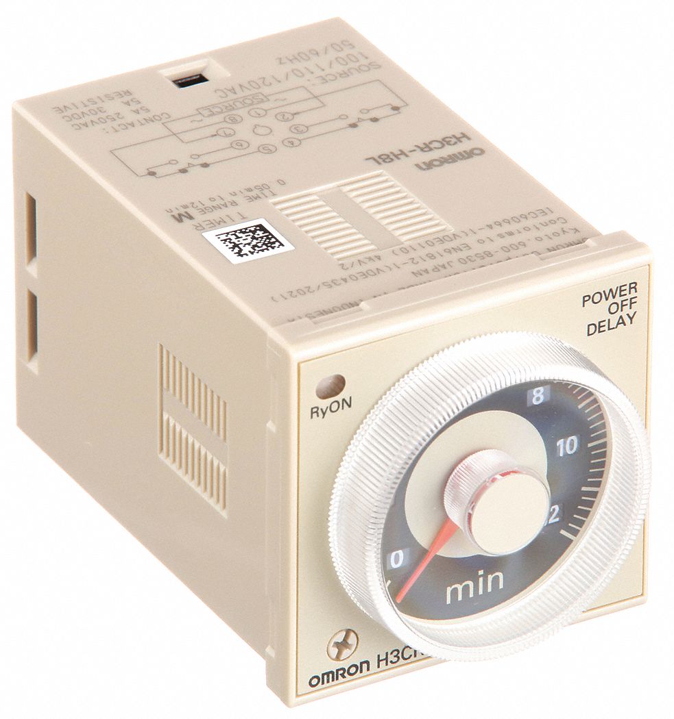 SINGLE FUNCTION TIME DELAY RELAY, SURFACE RELAY MOUNTING, 100 TO 120V AC, 0.05 SEC TO 12 MIN