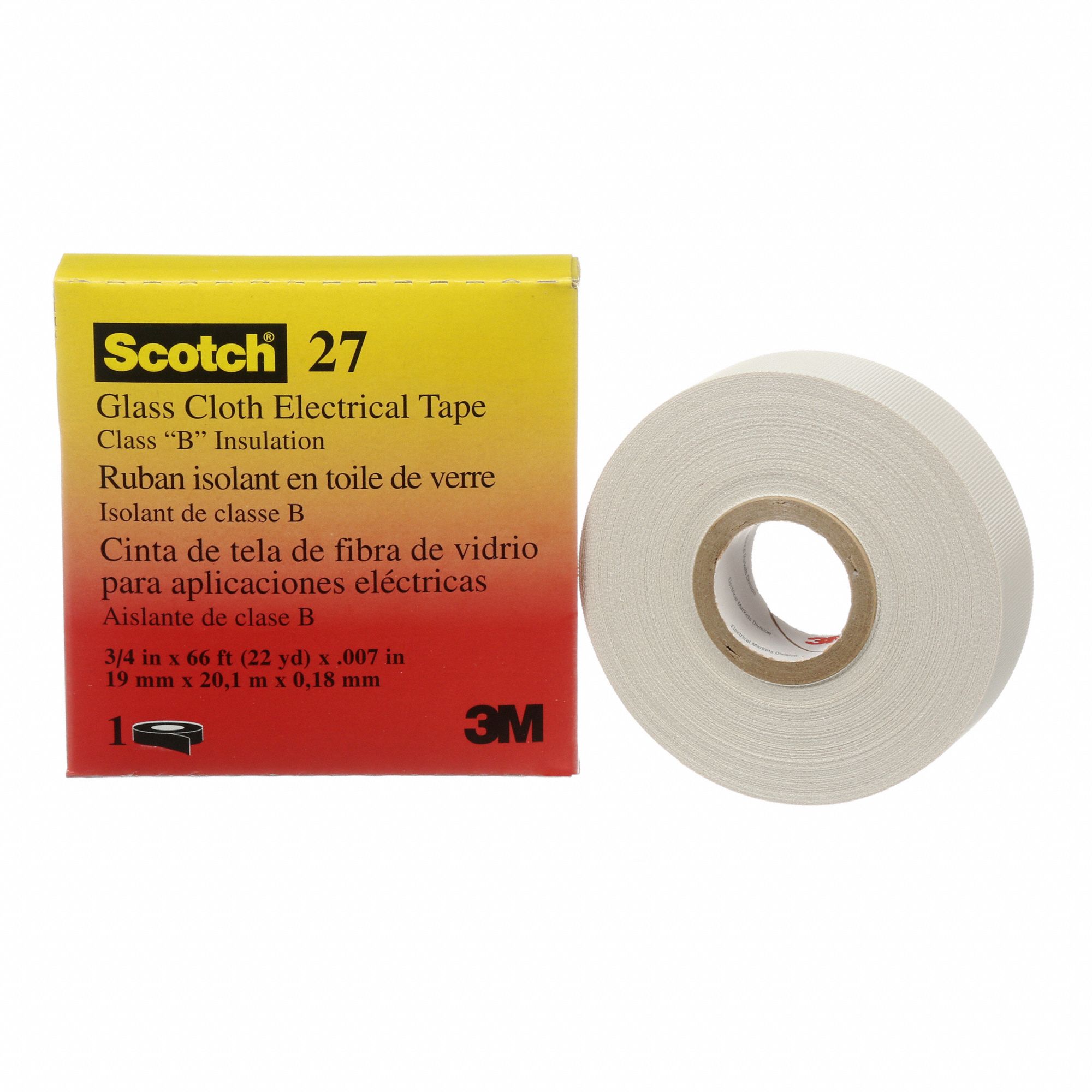 GLASS CLOTH TAPE, HIGH TEMP RESISTANCE, HEAT-STABLE, 66 FT X 3/4 IN X 7 MM, GLASS CLOTH