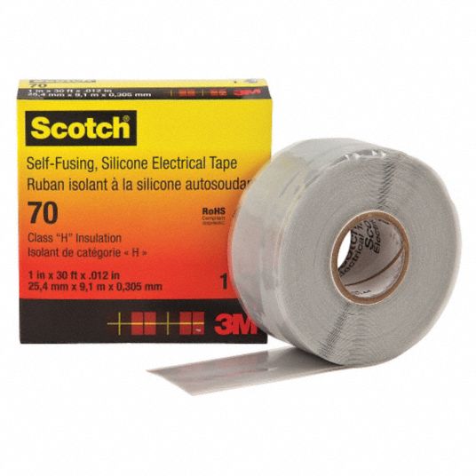 70 25MM 3m, Ruban isolant électrique, Film polyester, Gris