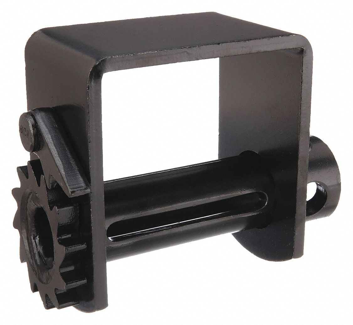 TIE DOWN WINCH, WELD-ON, 5,000 LB WORKING LOAD LIMIT, 4 IN COMPATIBLE STRAP W MAX., STEEL, BLACK