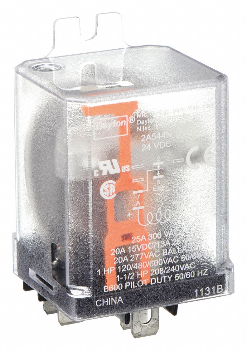 Enclosed Power Relay: Surface (Side Flange) Mounted, 24V DC, 5 Pins/Terminals, SPDT
