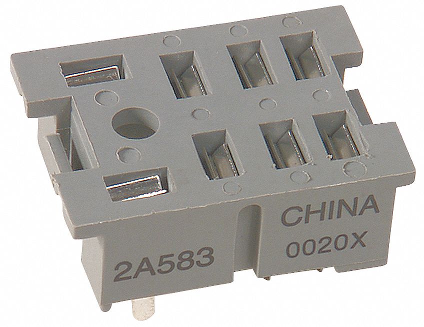 DAYTON Relay Socket, Back Pin, Square, Number of Pins Relay 8, DPDT