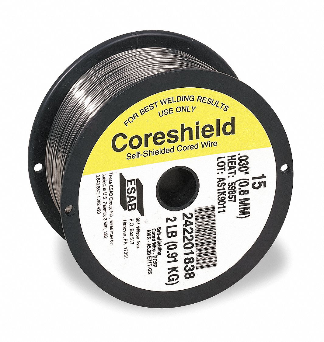 MIG WELDING WIRE, FLUX WIRE, CORESHEILD, 15.035 4.54 KG