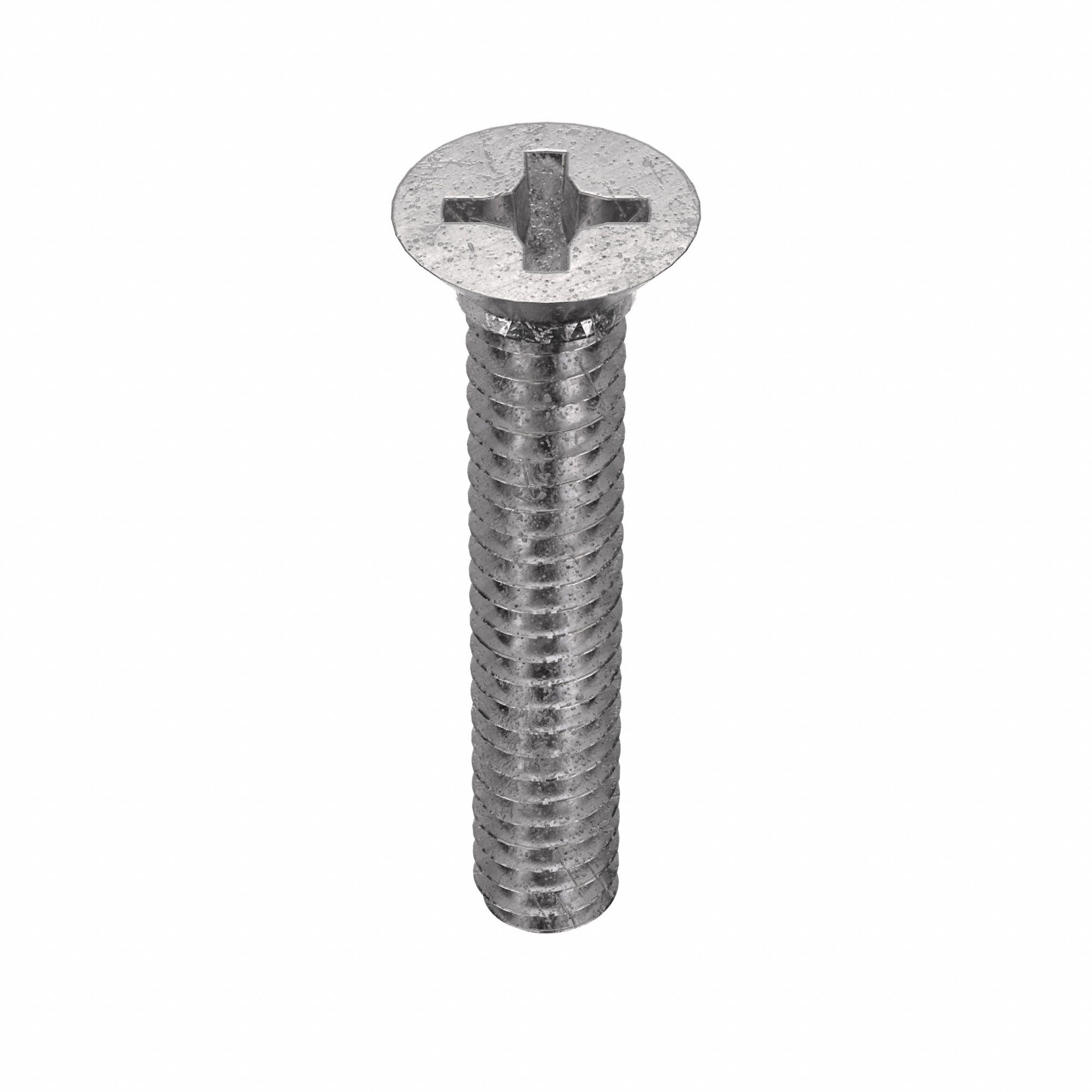 Machine Screw: #2-56 Thread Size, 1/2 in Lg, 18-8, Stainless Steel, Plain, Flat, Phillips, 100 PK
