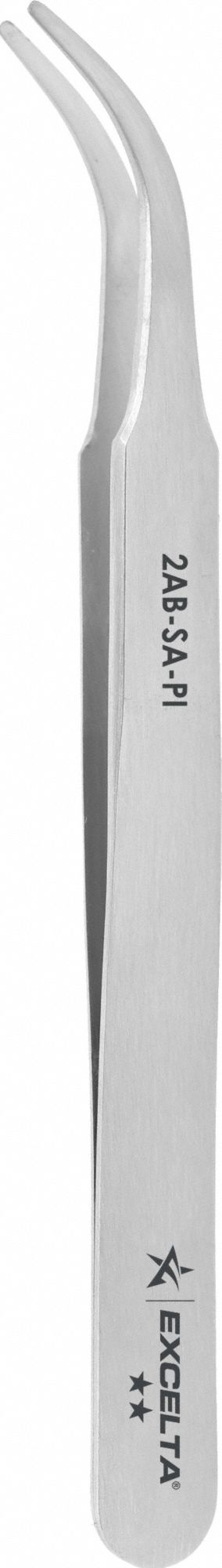 Tweezers: Stainless Steel, Round, Curved Tip