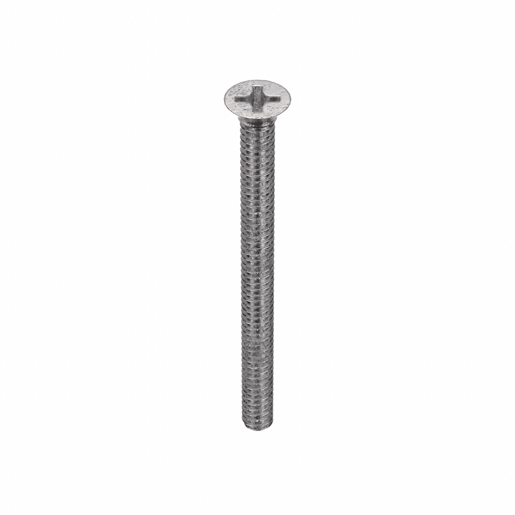 MACHINE SCREW, #6-32 THREAD, 1¾ IN L, 18-8 SS, PLAIN FINISH, FLAT, PHILLIPS, 100 PK