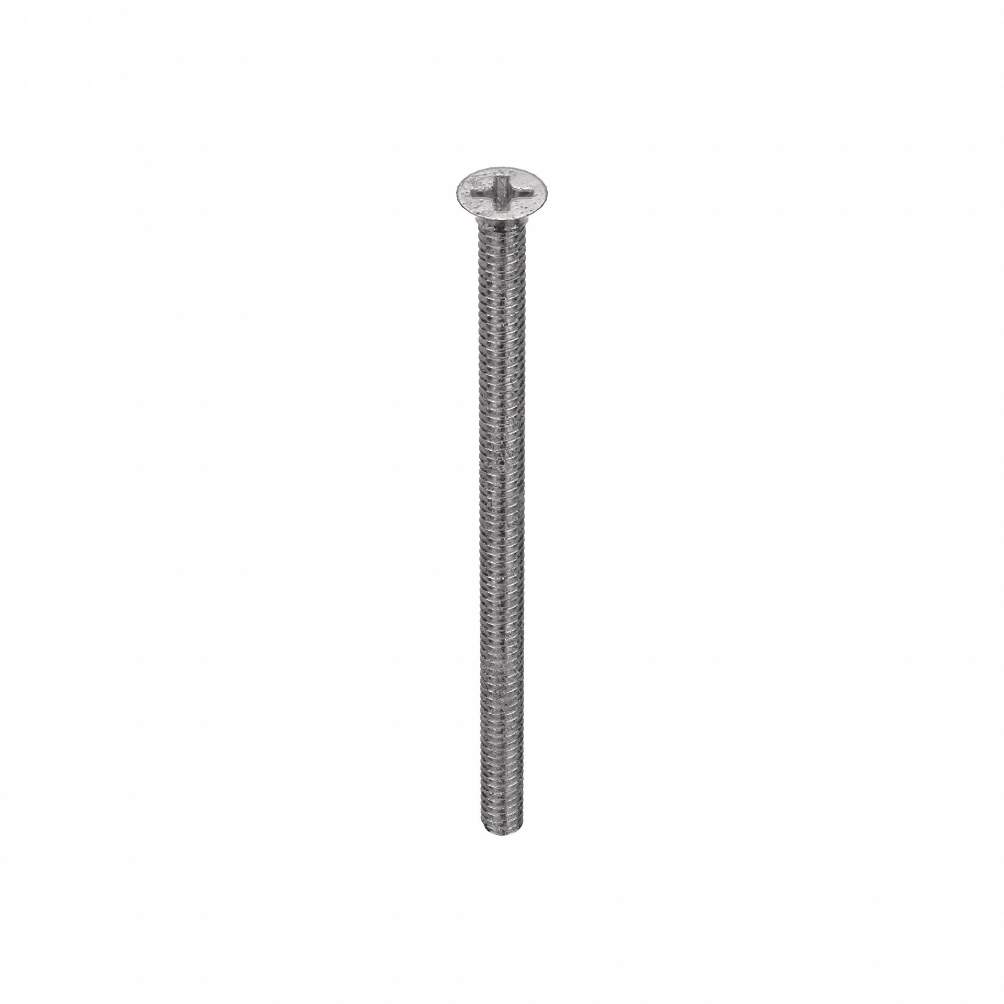 MACHINE SCREW, #6-32 THREAD, 2½ IN L, 18-8 SS, PLAIN FINISH, FLAT, PHILLIPS, 100 PK