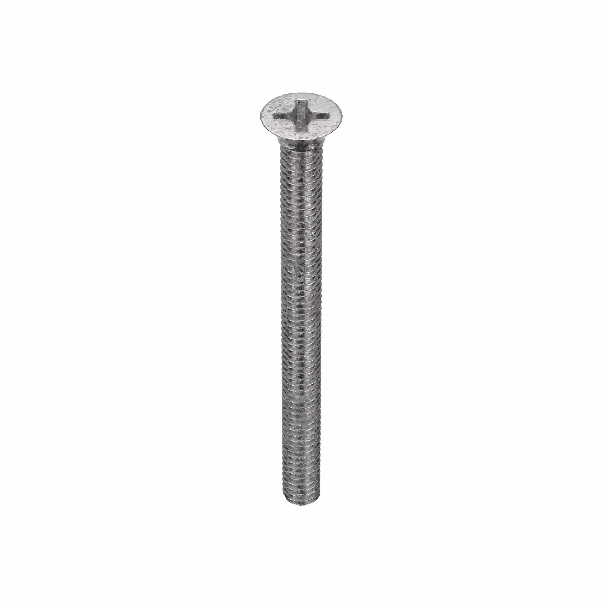MACHINE SCREW, #8-32 THREAD, 2 IN L, 18-8 SS, PLAIN FINISH, FLAT, PHILLIPS, INCH, 100 PK