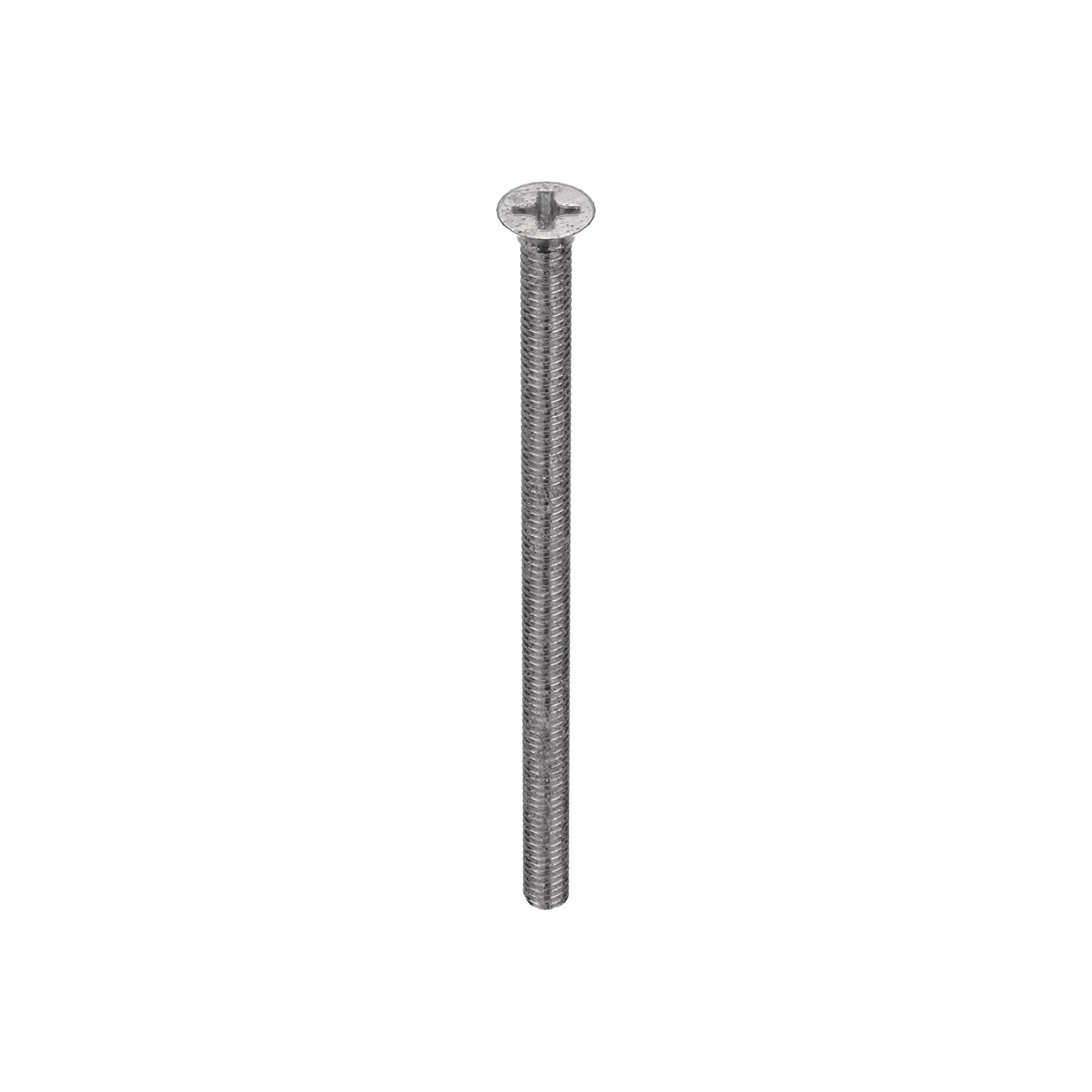 Machine Screw: #8-32 Thread Size, 3 in Lg, 18-8, Stainless Steel, Plain, Flat, Phillips, 50 PK