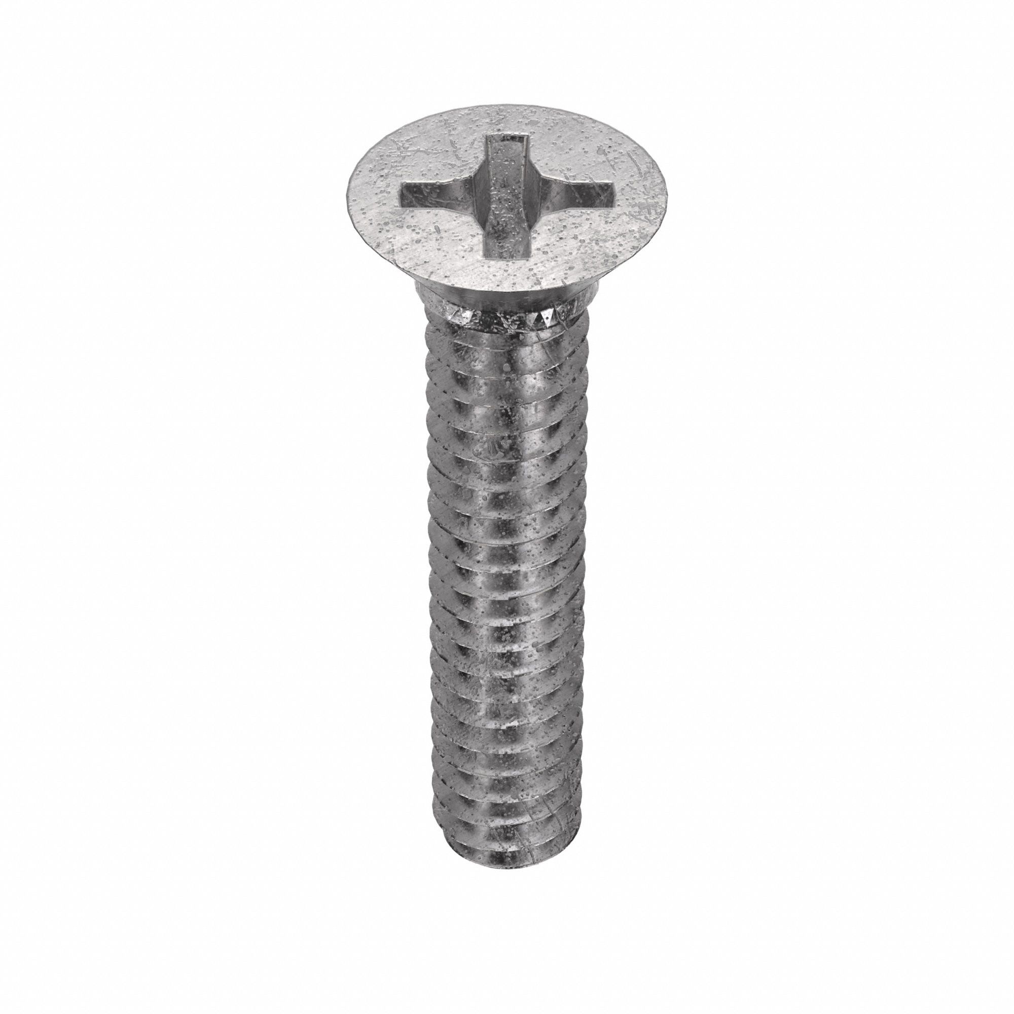 MACHINE SCREW, #10-24 THREAD, 1 IN L, 18-8 SS, PLAIN FINISH, FLAT, PHILLIPS, 100 PK