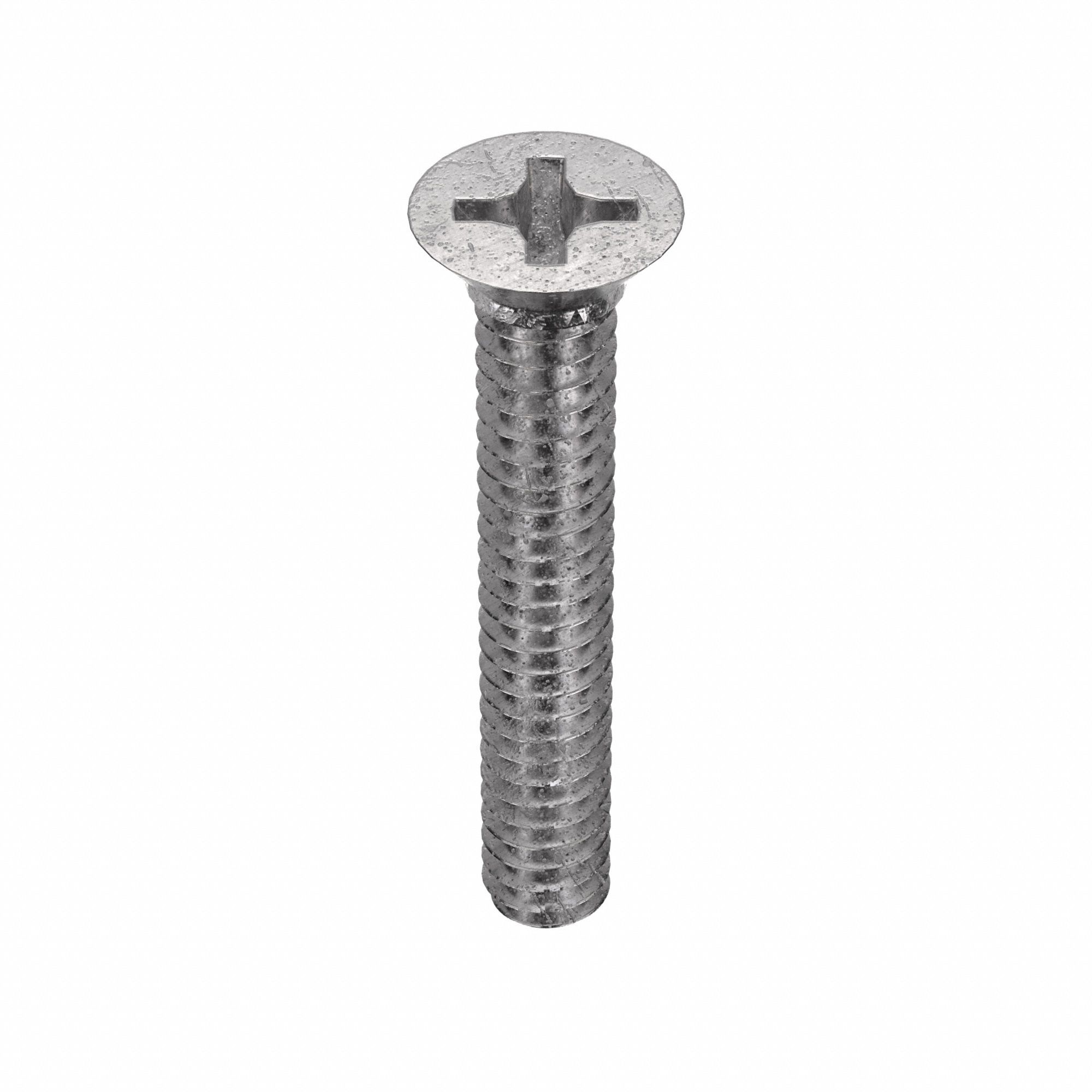 MACHINE SCREW, #10-24 THREAD, 1¼ IN L, 18-8 SS, PLAIN FINISH, FLAT, PHILLIPS, 100 PK